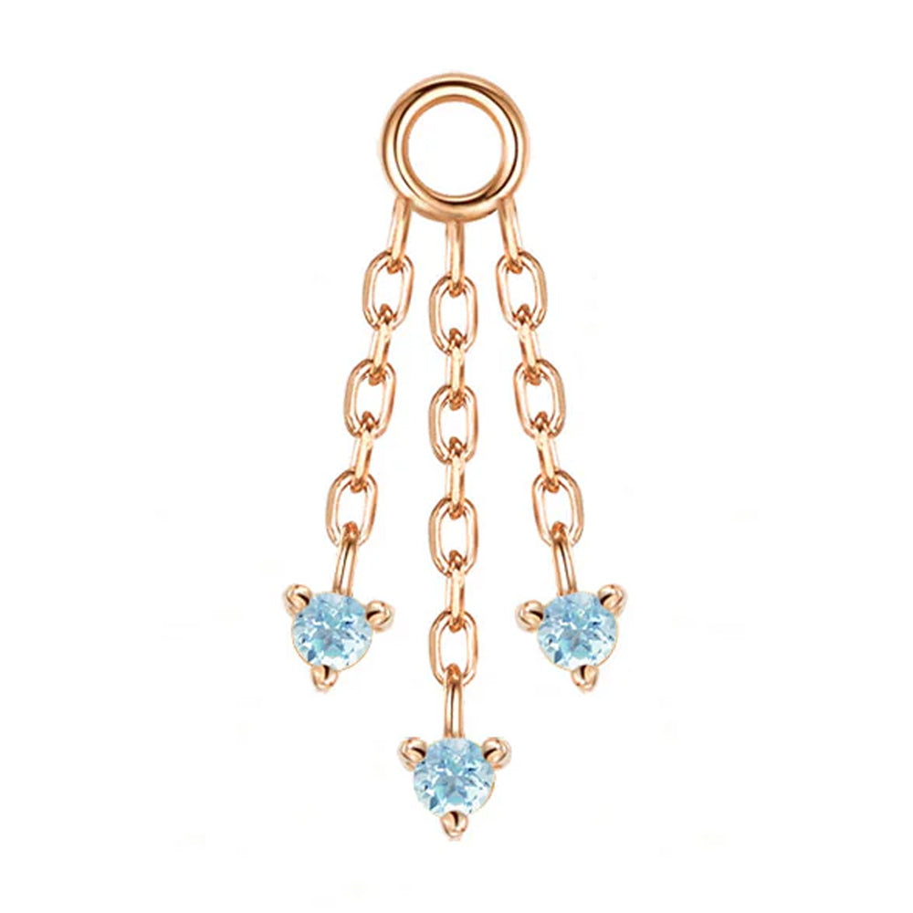 "Esme" Chain Charm in Gold with Swiss Blue Topaz