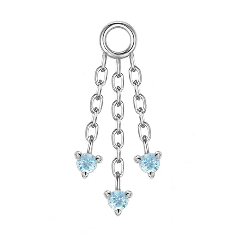 "Esme" Chain Charm in Gold with Swiss Blue Topaz
