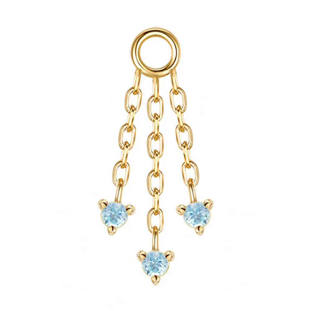 "Esme" Chain Charm in Gold with Swiss Blue Topaz