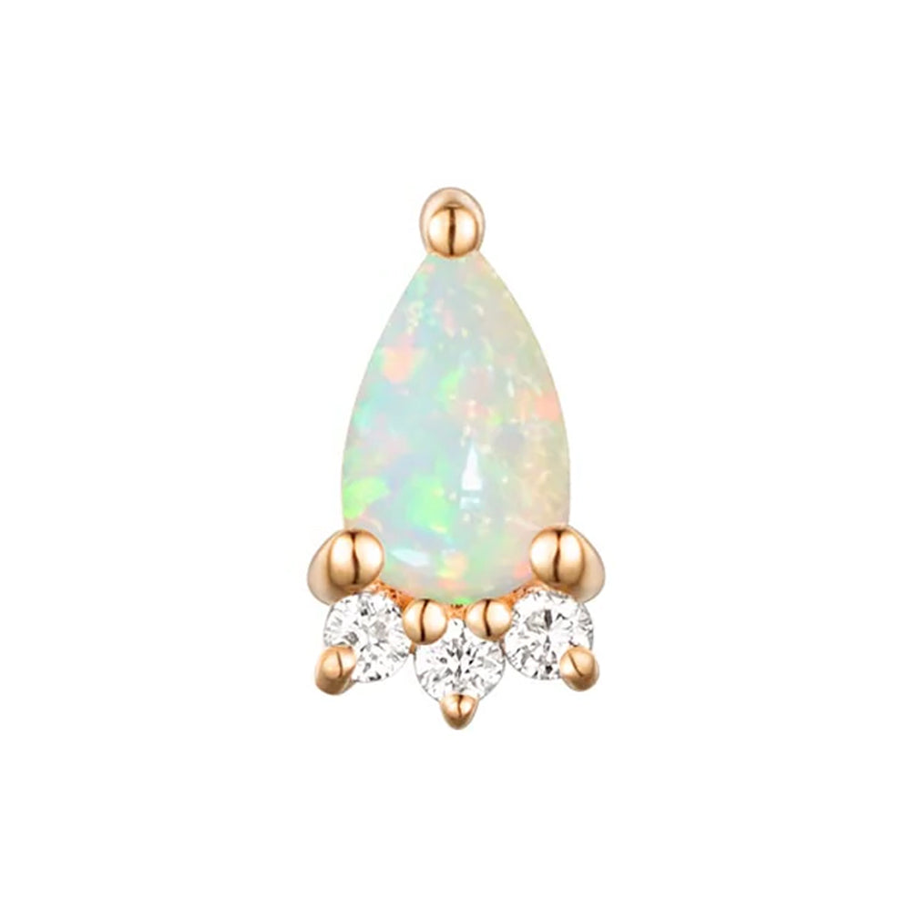 threadless: Pear "Leia" End in Gold with Opal & Diamonds