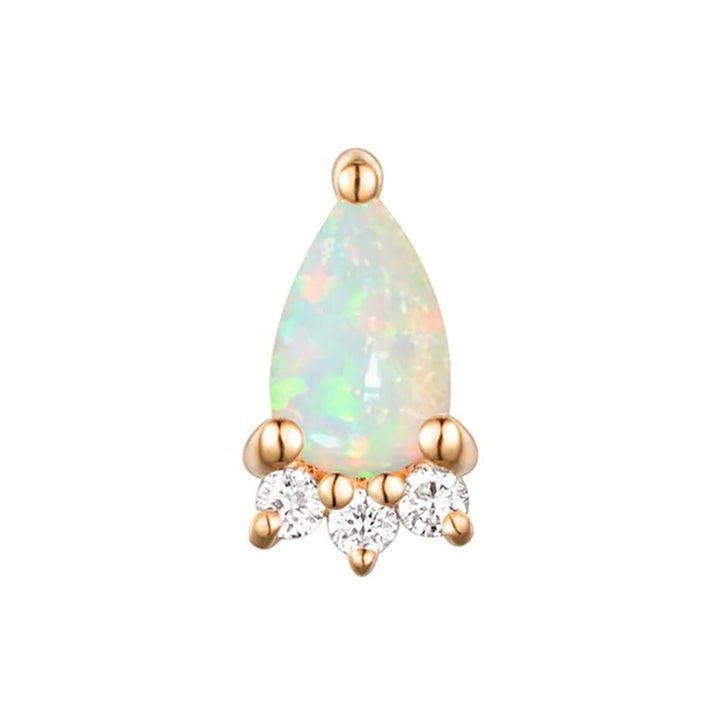 threadless: Pear "Leia" End in Gold with Opal & Diamonds