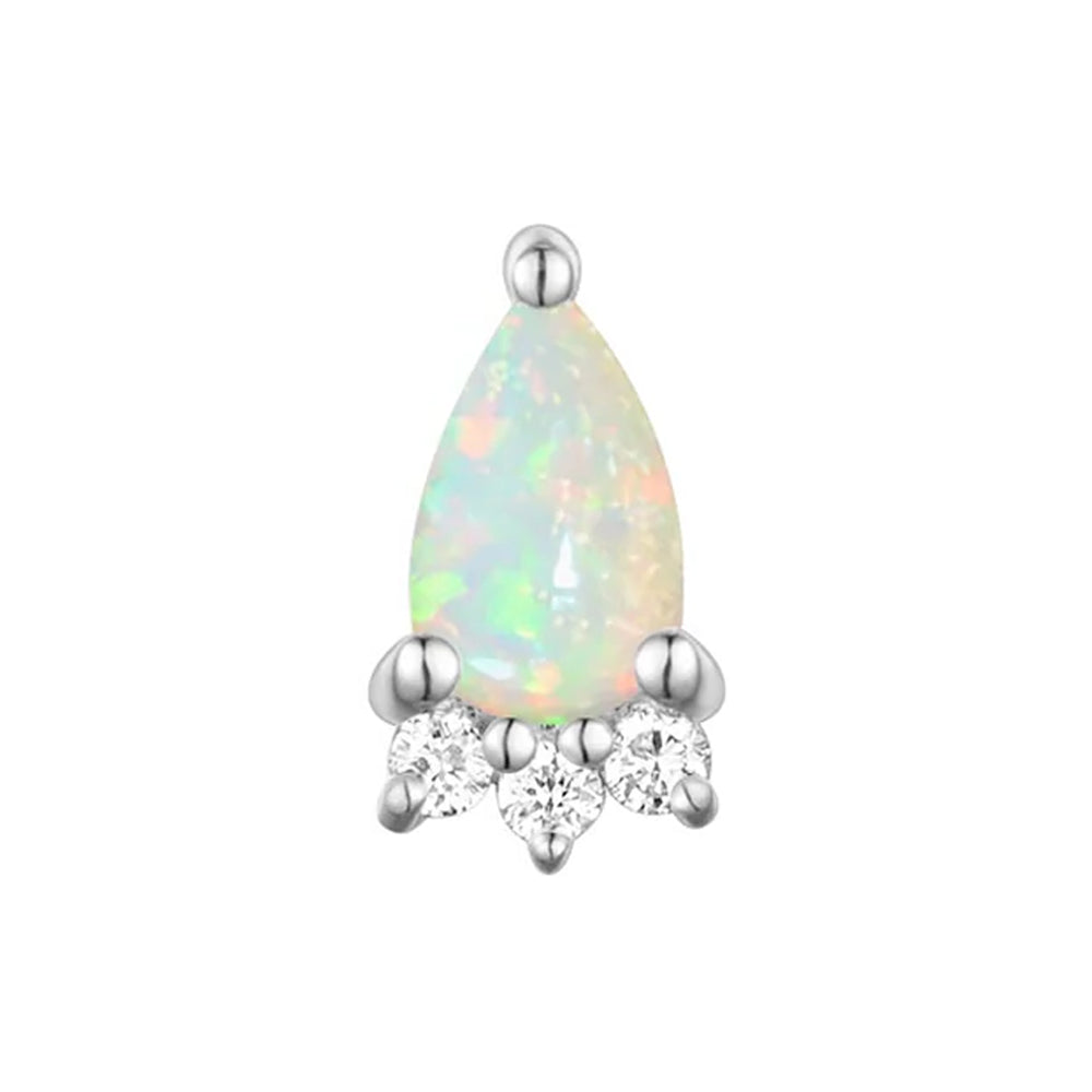 threadless: Pear "Leia" End in Gold with Opal & Diamonds