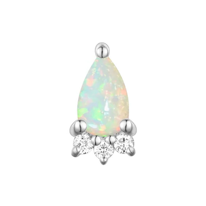 threadless: Pear "Leia" End in Gold with Opal & Diamonds