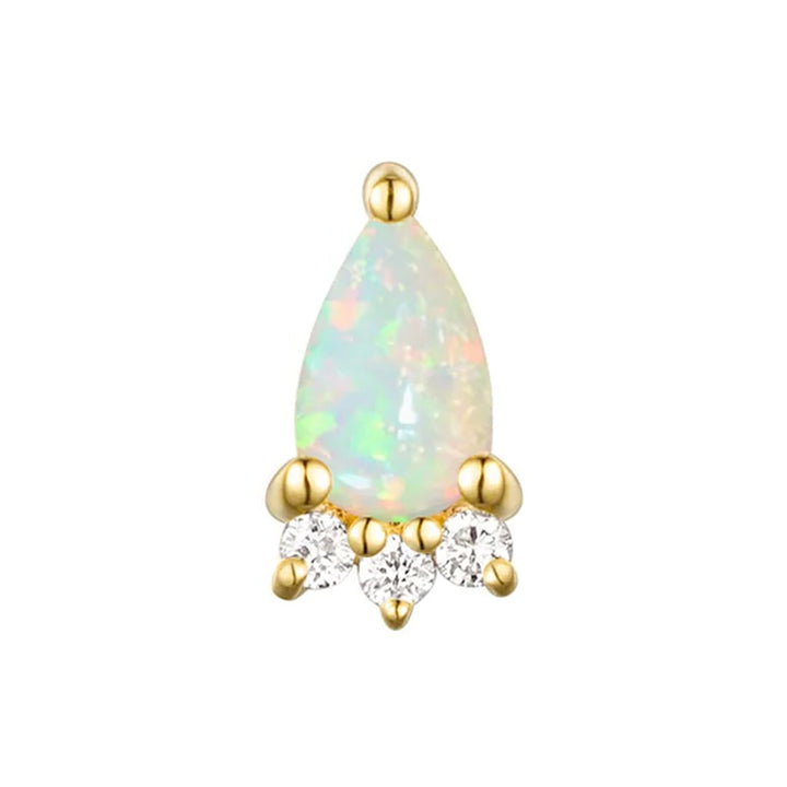 threadless: Pear "Leia" End in Gold with Opal & Diamonds