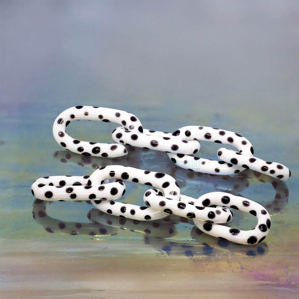 Glass Chain Weights - Black on White Polka Dots
