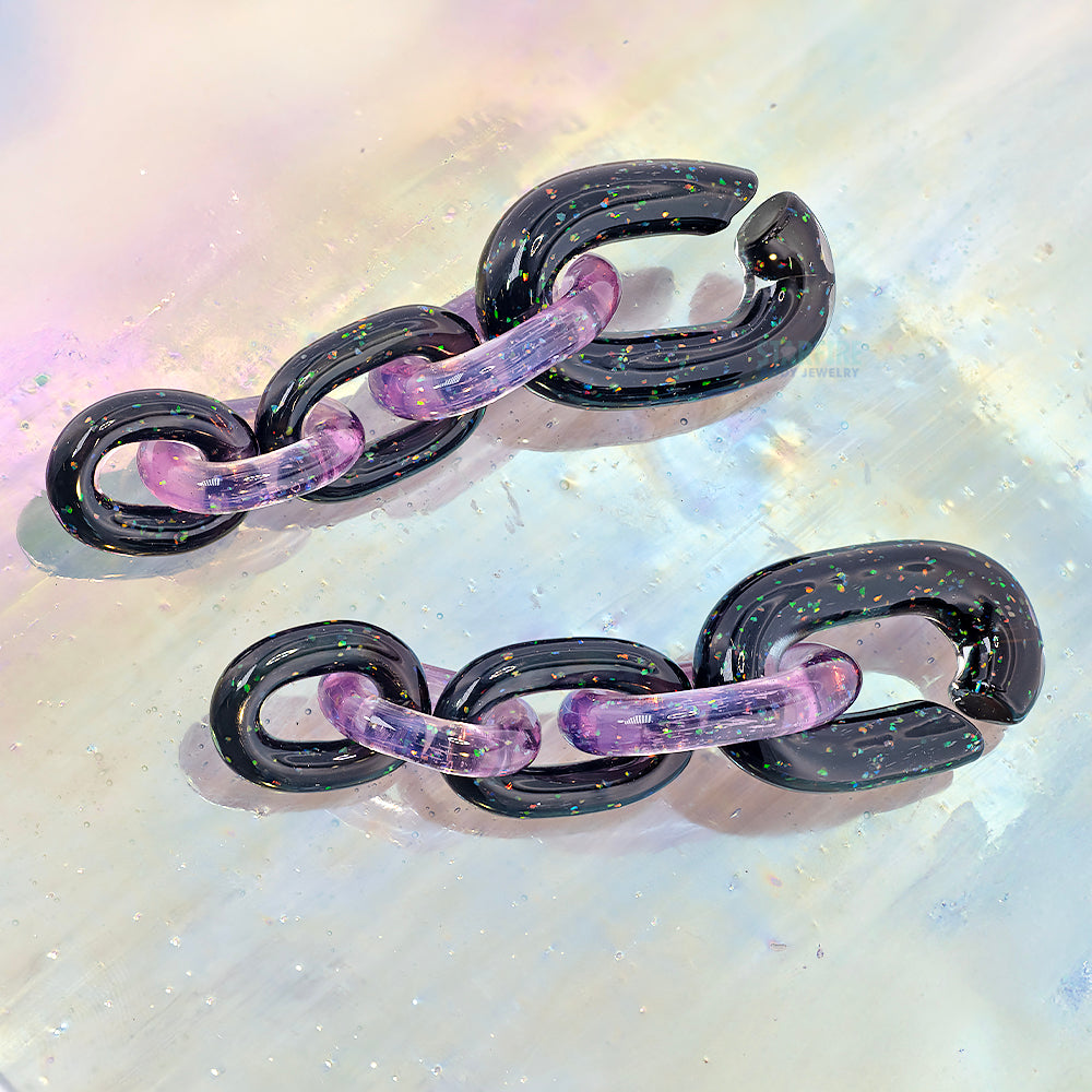 Glass Chain Weights - Black & Crushed Purple Opal