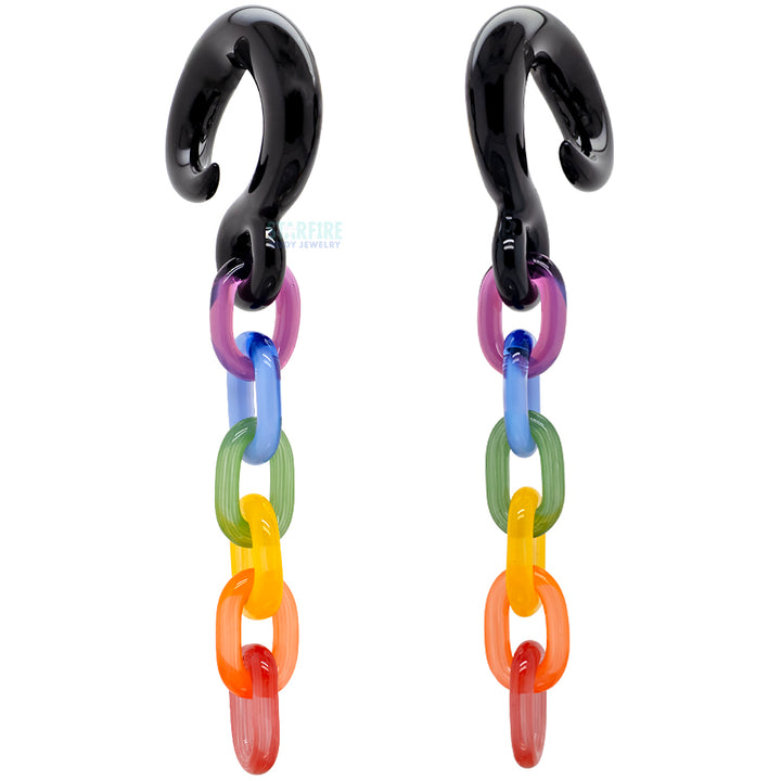 Glass Hook Chain Weights - Black & Rainbow