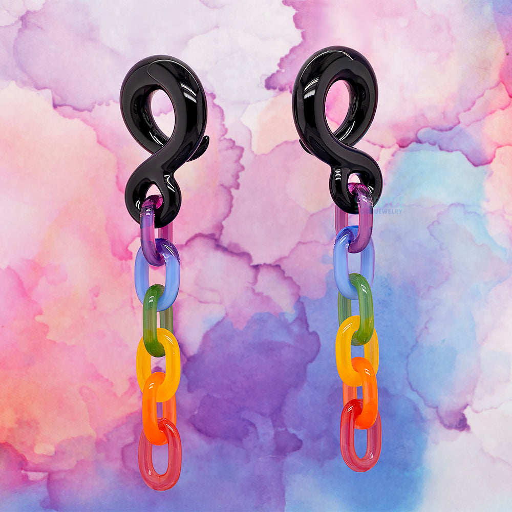 Glass Hook Chain Weights - Black & Rainbow