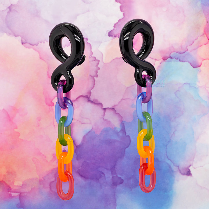 Glass Hook Chain Weights - Black & Rainbow
