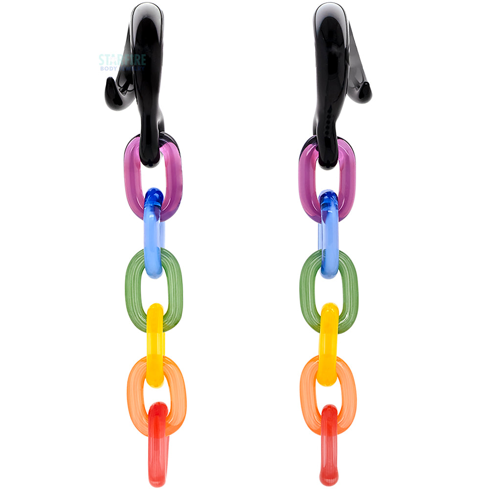 Glass Hook Chain Weights - Black & Rainbow