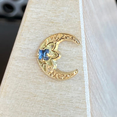 threadless: Crescent Moon End in Gold with Blue Sapphire