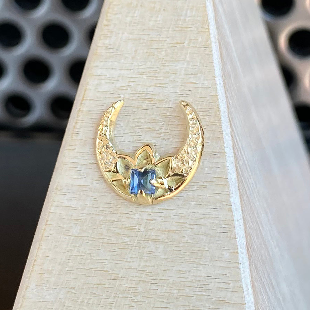 threadless: Crescent Moon End in Gold with Blue Sapphire