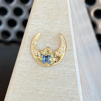 threadless: Crescent Moon End in Gold with Blue Sapphire