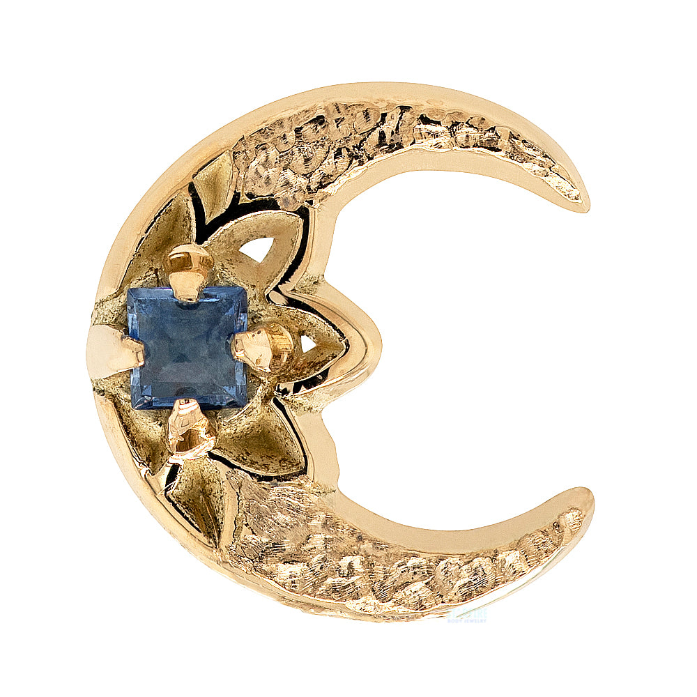 threadless: Crescent Moon End in Gold with Blue Sapphire