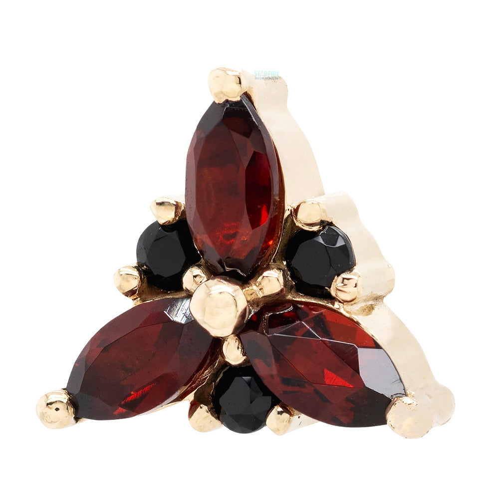 threadless: "Lilith" End in Gold with Mozambique Garnet & Black Spinels