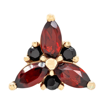threadless: "Lilith" End in Gold with Mozambique Garnet & Black Spinels