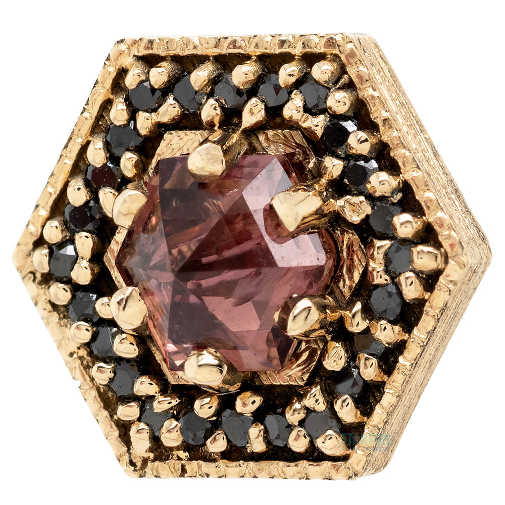 threadless: "Hex Halo" End in Gold with Mozambique Sapphire & Black Diamonds