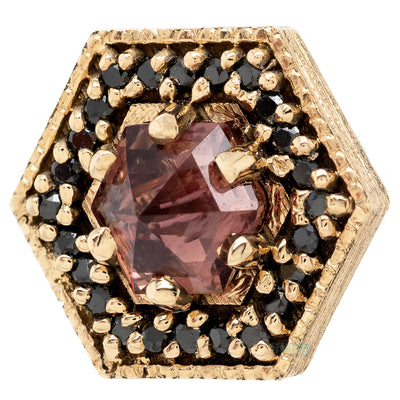 threadless: "Hex Halo" End in Gold with Mozambique Sapphire & Black Diamonds