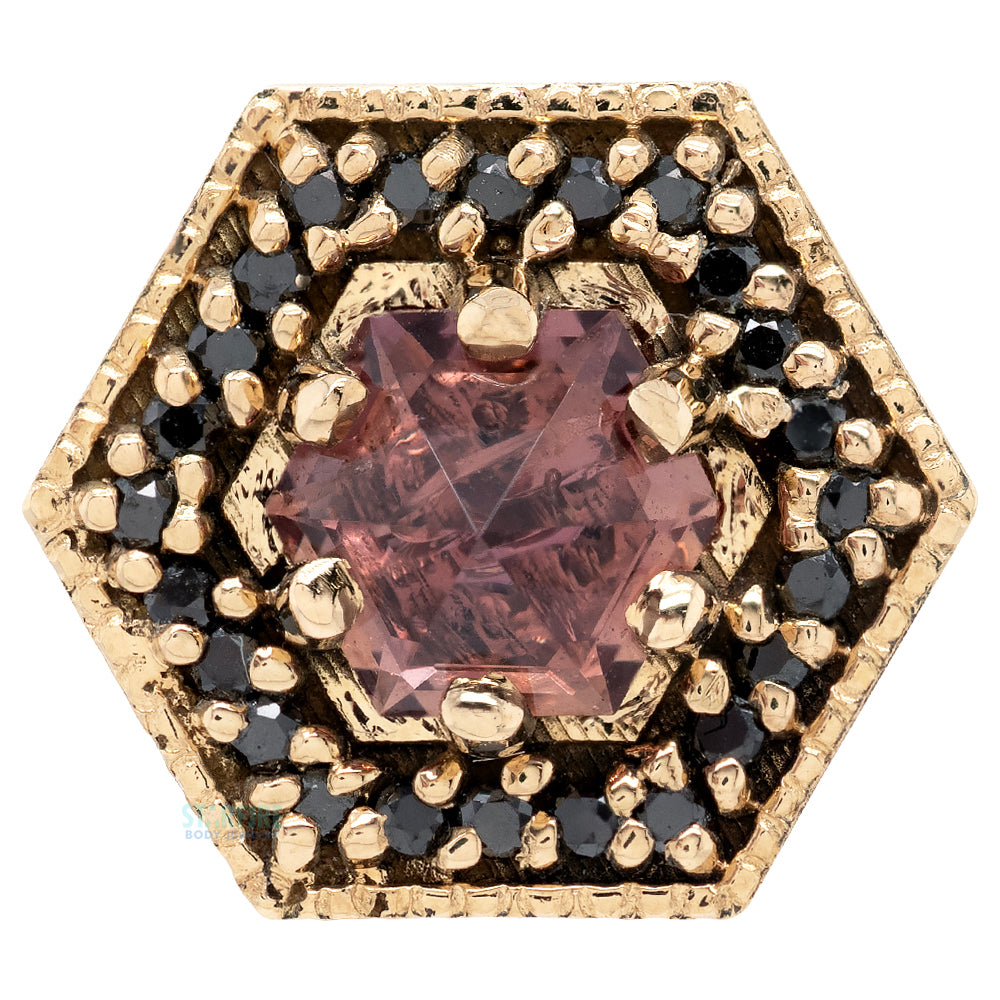 threadless: "Hex Halo" End in Gold with Mozambique Sapphire & Black Diamonds