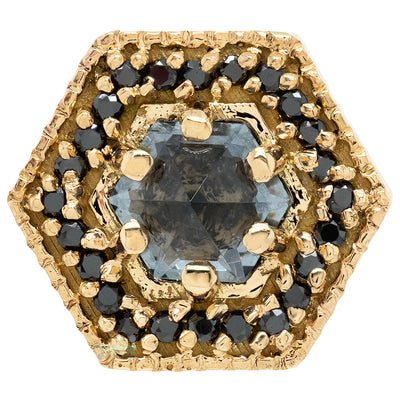 threadless: "Hex Halo" End in Gold with Mozambique Spinel & Black Diamonds