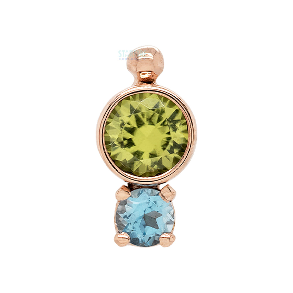 threadless: Double Gem End in Gold with Peridot & London Blue Topaz