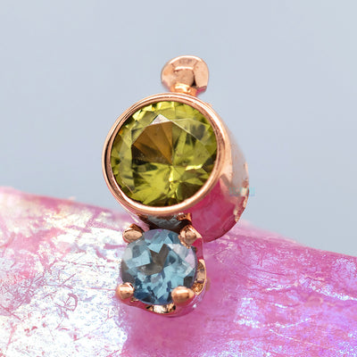 threadless: Double Gem End in Gold with Peridot & London Blue Topaz