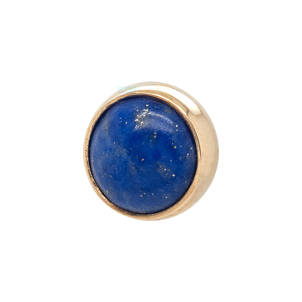threadless: Bezel-Set End in Gold with Lapis Lazuli Cabochon