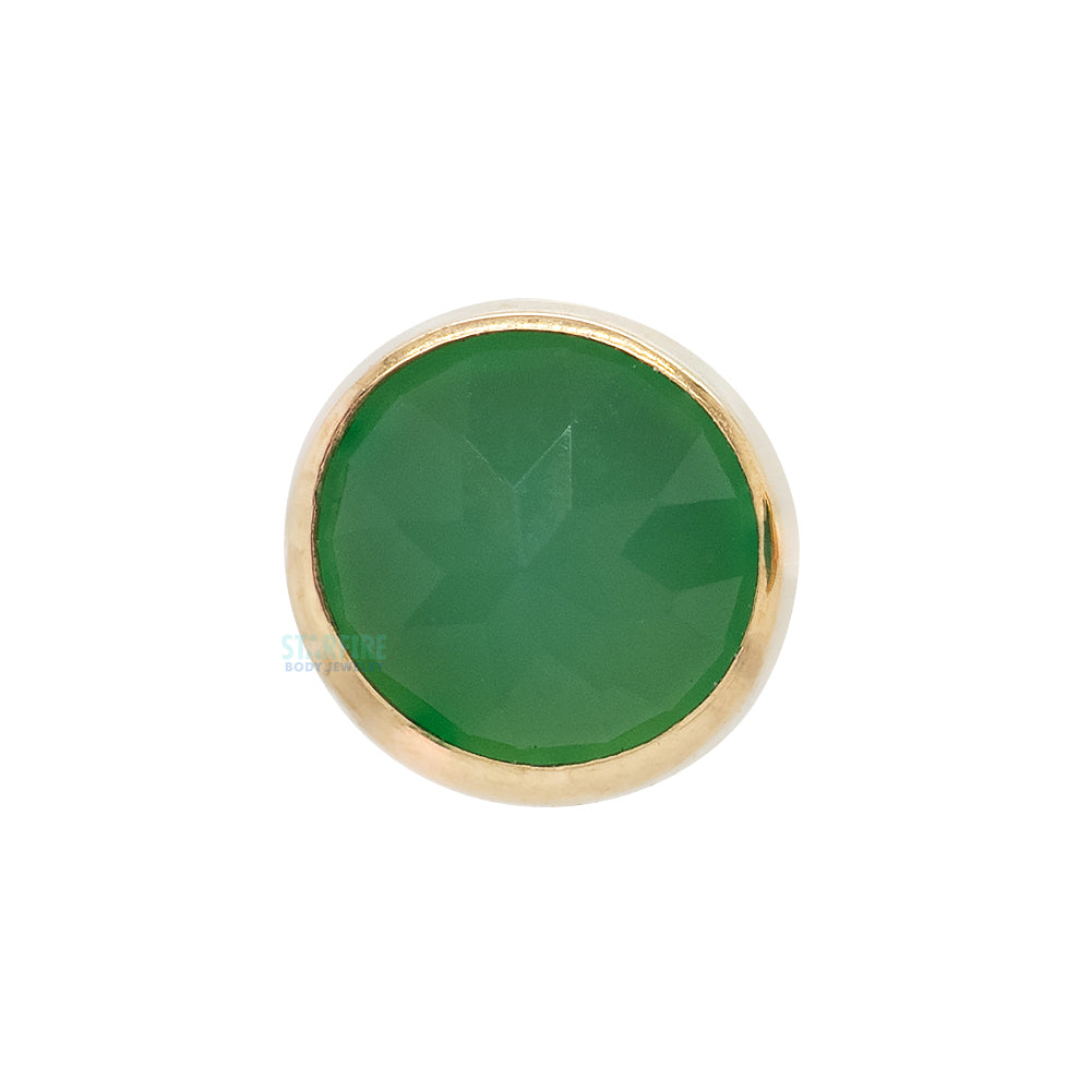 threadless: Bezel-Set End in Gold with Reverse Set Chrysoprase