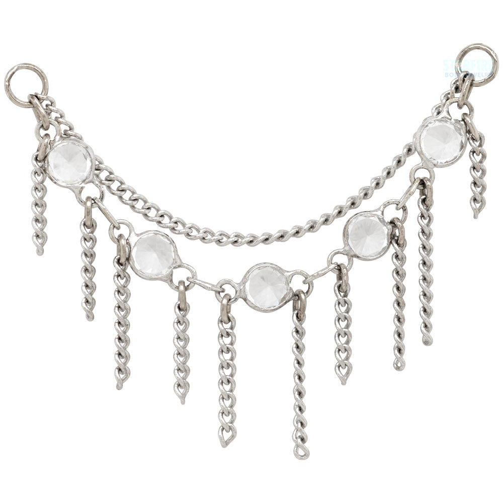 "Over the Topaz" Chain Attachment in Gold with White Topaz