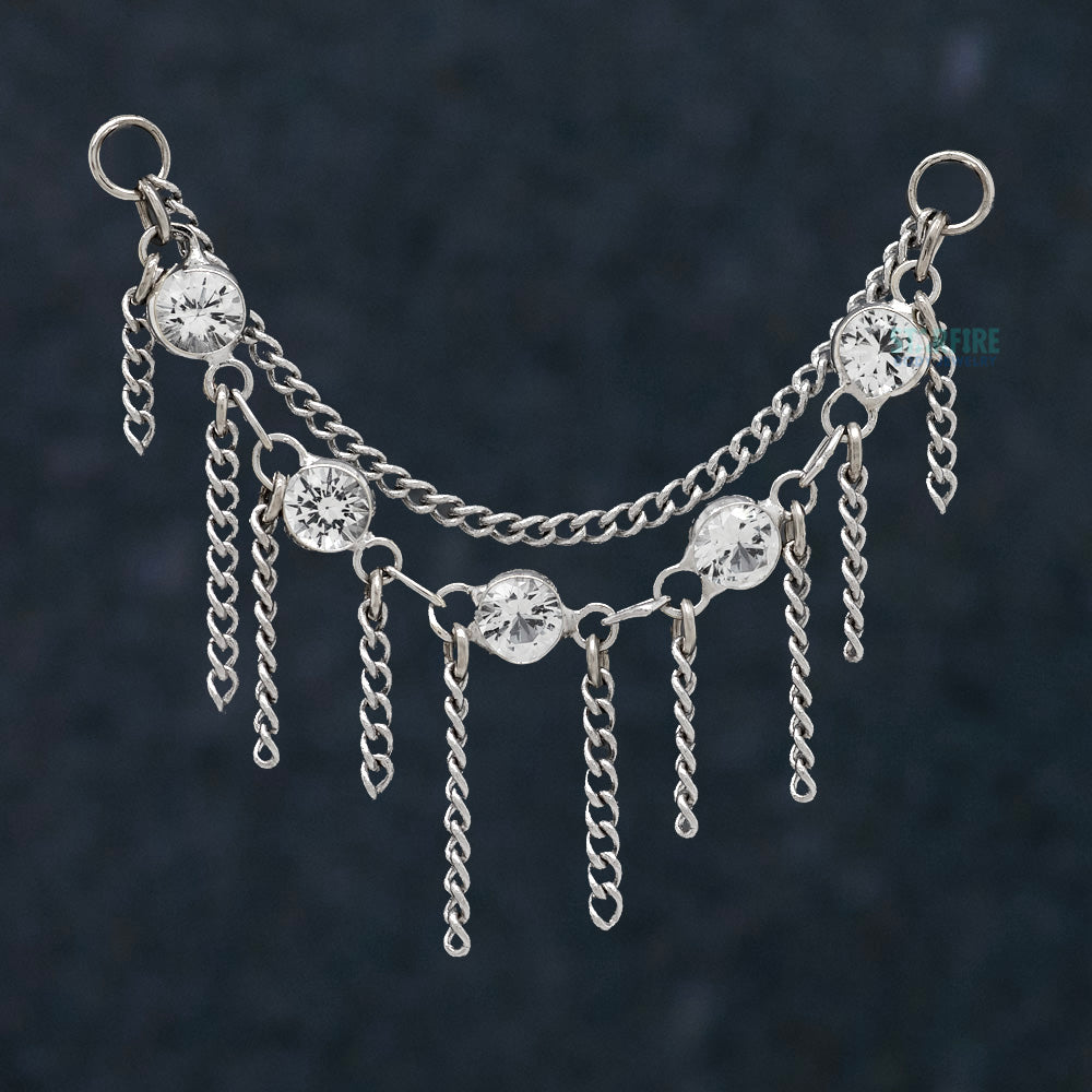 "Over the Topaz" Chain Attachment in Gold with White Topaz
