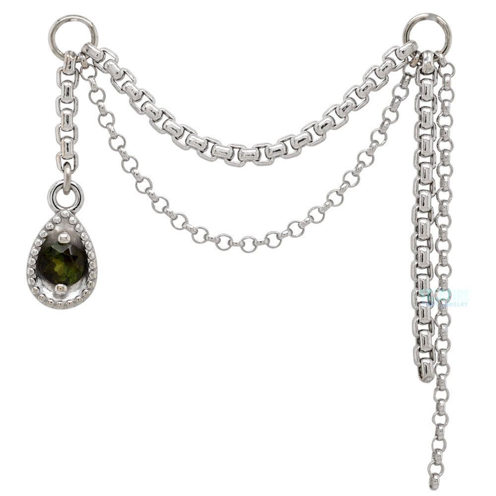 "Money Moves" Chain Attachment in Gold with Green Sapphire