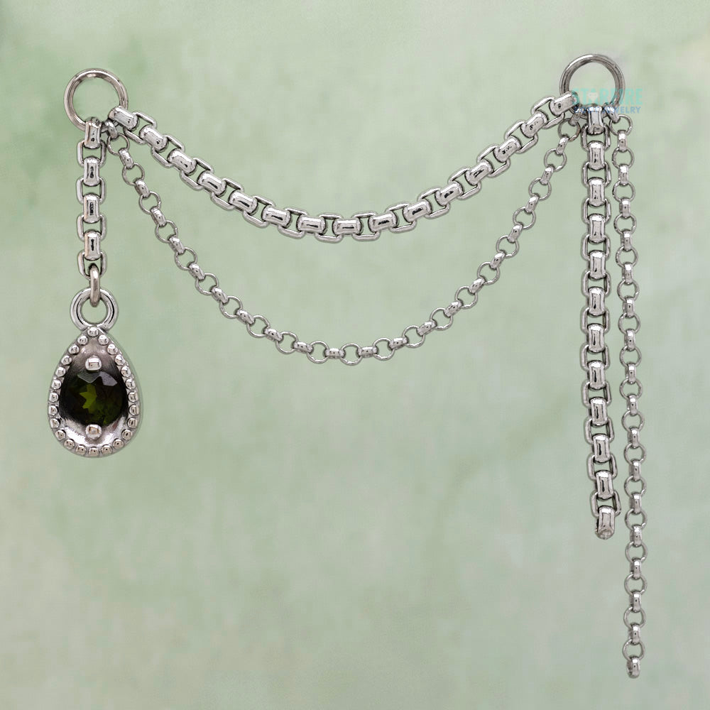 "Money Moves" Chain Attachment in Gold with Green Sapphire
