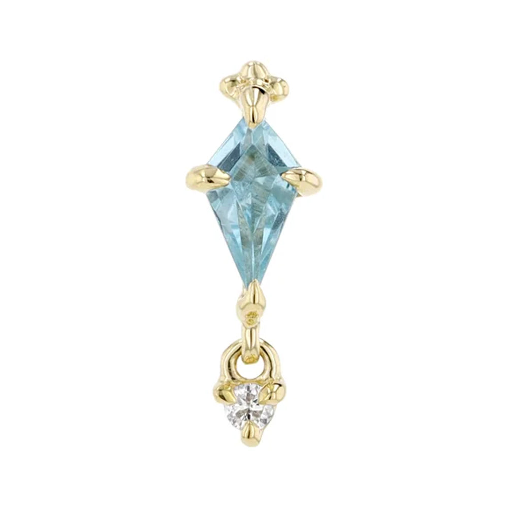 threadless: "Ash" End in Gold with Swiss Blue Topaz & Diamond