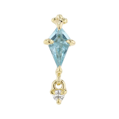 threadless: "Ash" End in Gold with Swiss Blue Topaz & Diamond