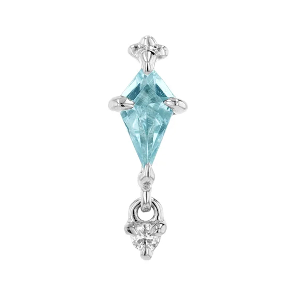 threadless: "Ash" End in Gold with Swiss Blue Topaz & Diamond