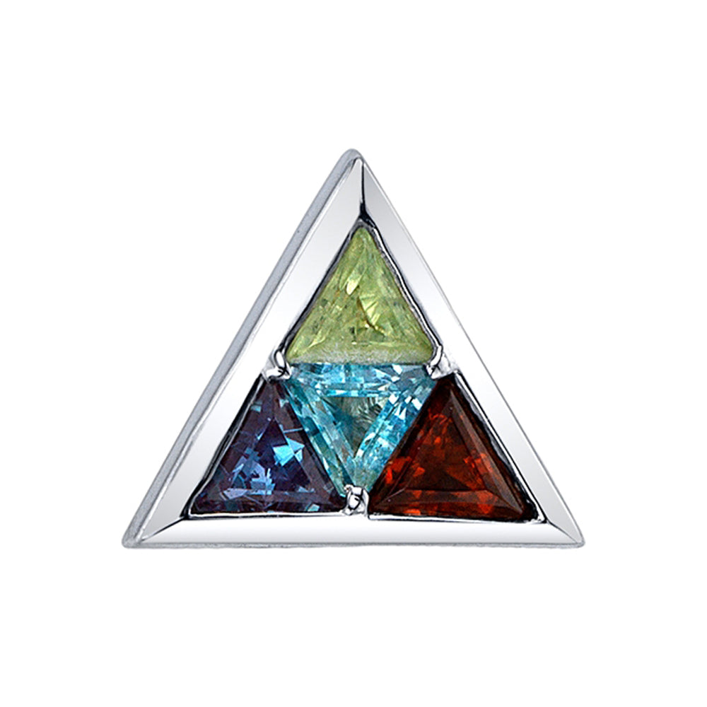 "Shain" Threaded End in Gold with Chatham Alexandrite, Garnet, Peridot & Swiss Blue Topaz