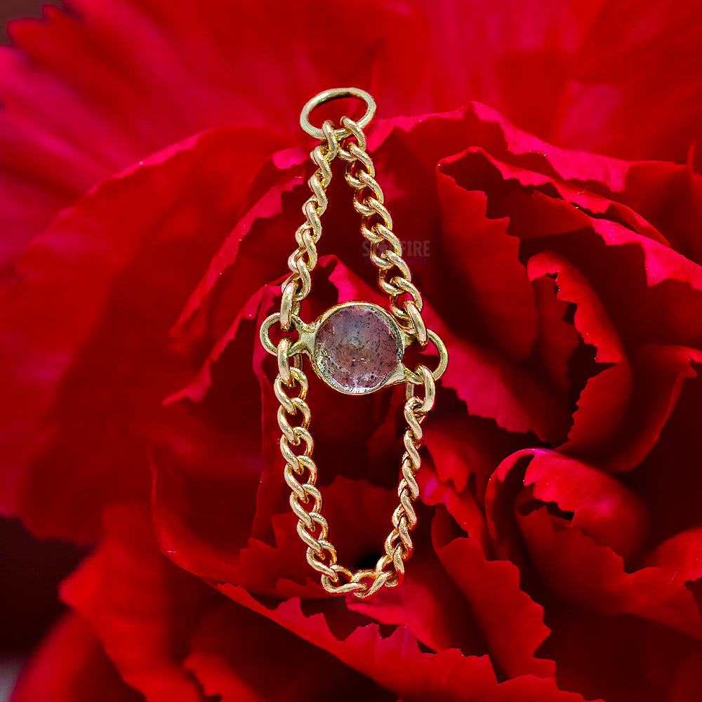 "Smith" Chain Charm in Gold with Gemstone