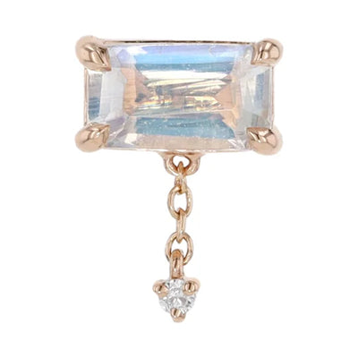 threadless: Emerald Cut Moonstone Chain End in Gold with Diamond