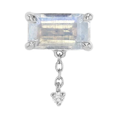 threadless: Emerald Cut Moonstone Chain End in Gold with Diamond