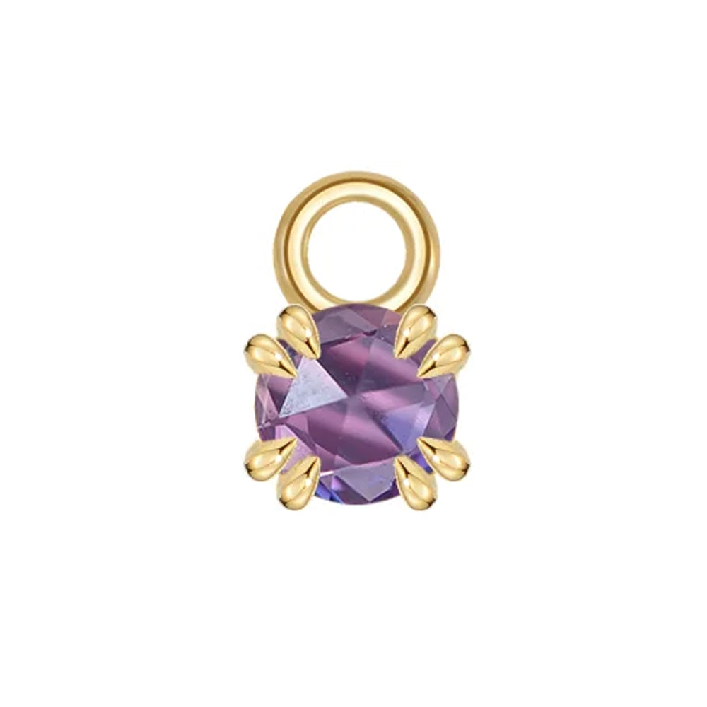 Rose Cut Genuine Gemstone Charm in Gold