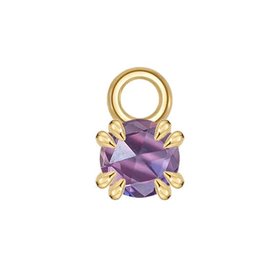 Rose Cut Genuine Gemstone Charm in Gold