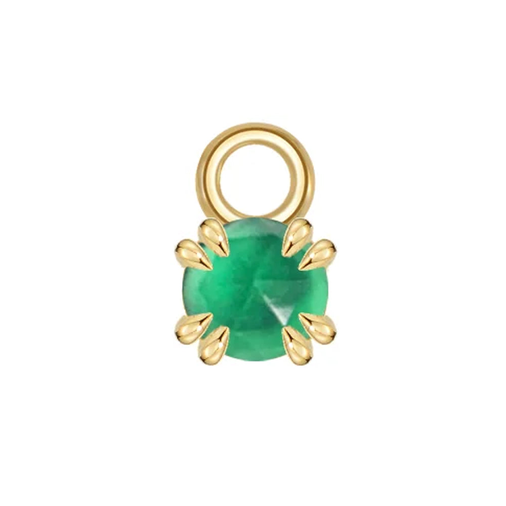 Rose Cut Genuine Gemstone Charm in Gold