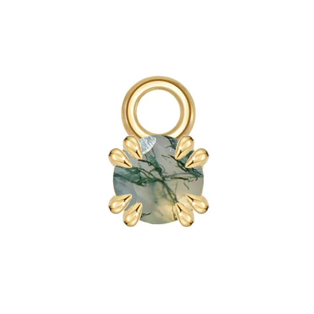Rose Cut Genuine Gemstone Charm in Gold