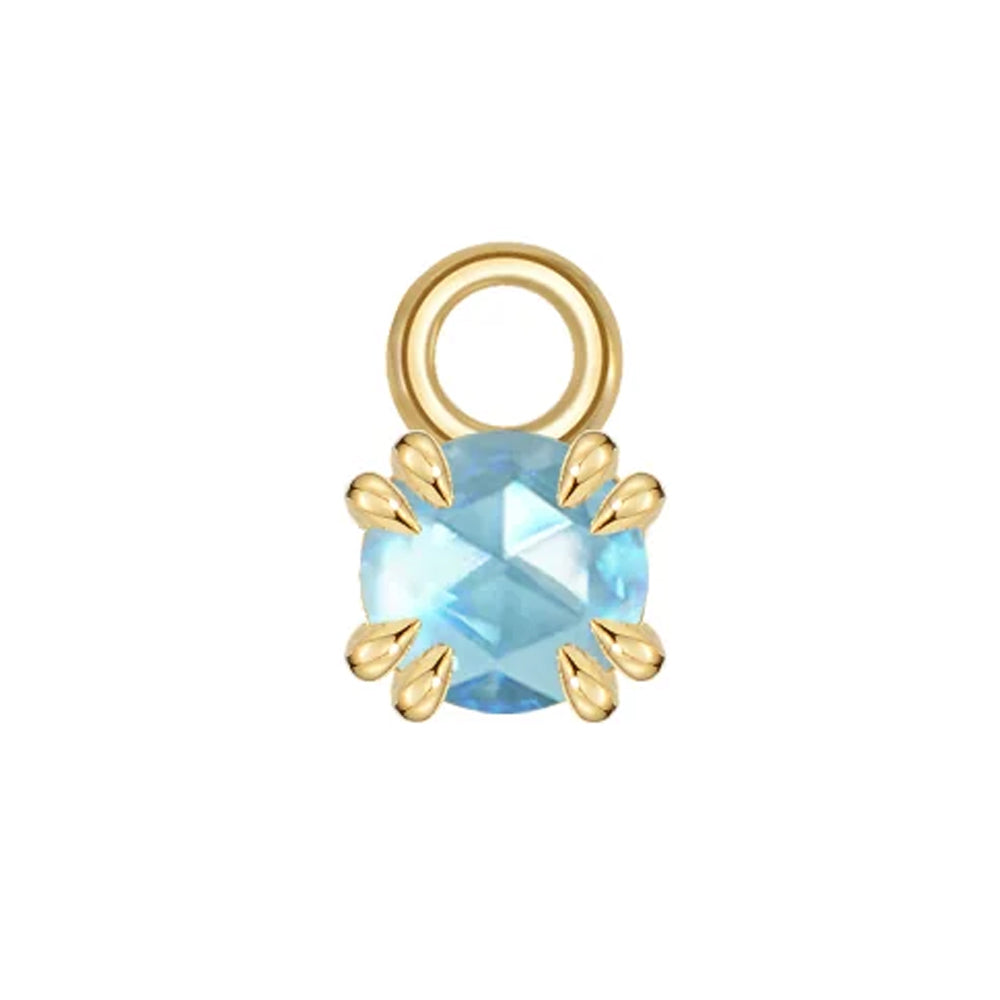 Rose Cut Genuine Gemstone Charm in Gold