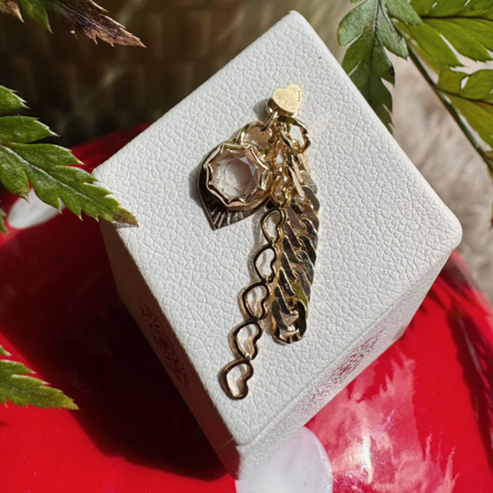 "Ain't No Sunshine" Chain Charm in Gold with Oregon Sunstone
