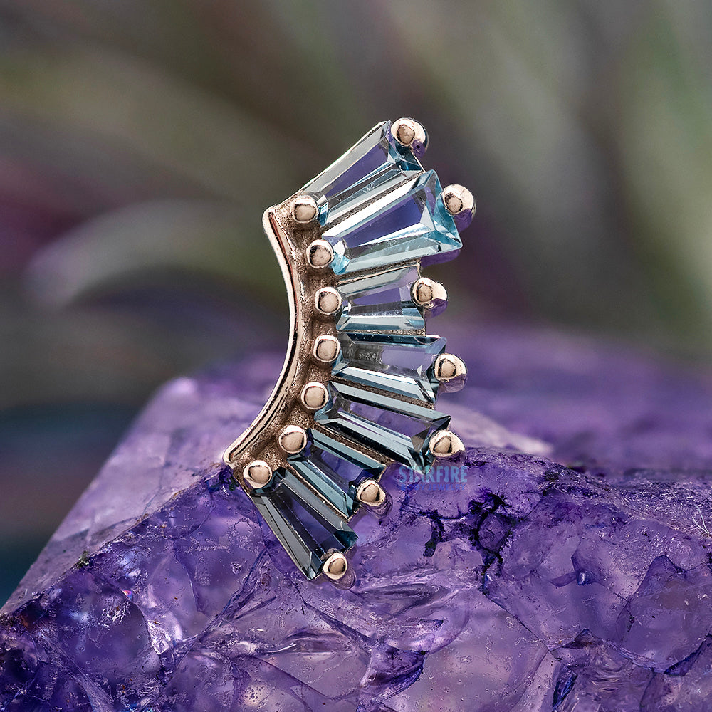 threadless: "Enlighten" End in Gold with Ombre Blue Topaz