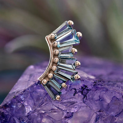 threadless: "Enlighten" End in Gold with Ombre Blue Topaz