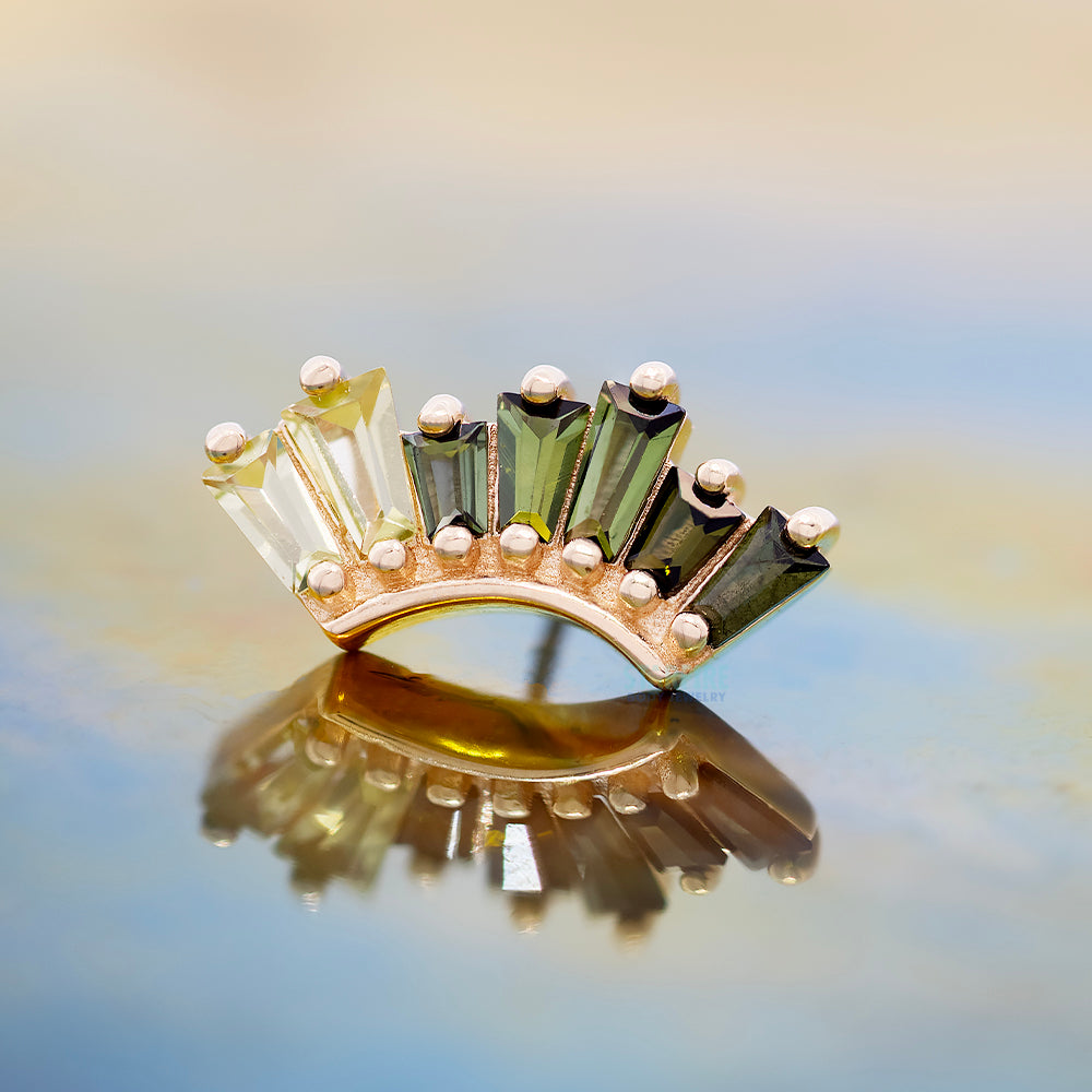 threadless: "Enlighten" End in Gold with Ombre Green Tourmaline & Peridot