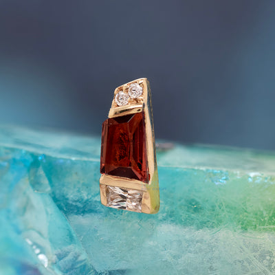 threadless: "Saboteur" End in Gold with Garnet & CZ's