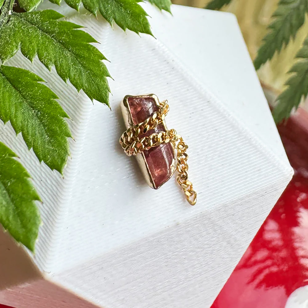 "Same ol' Situation" Threaded End in Gold with Tumbled Pink Tourmaline